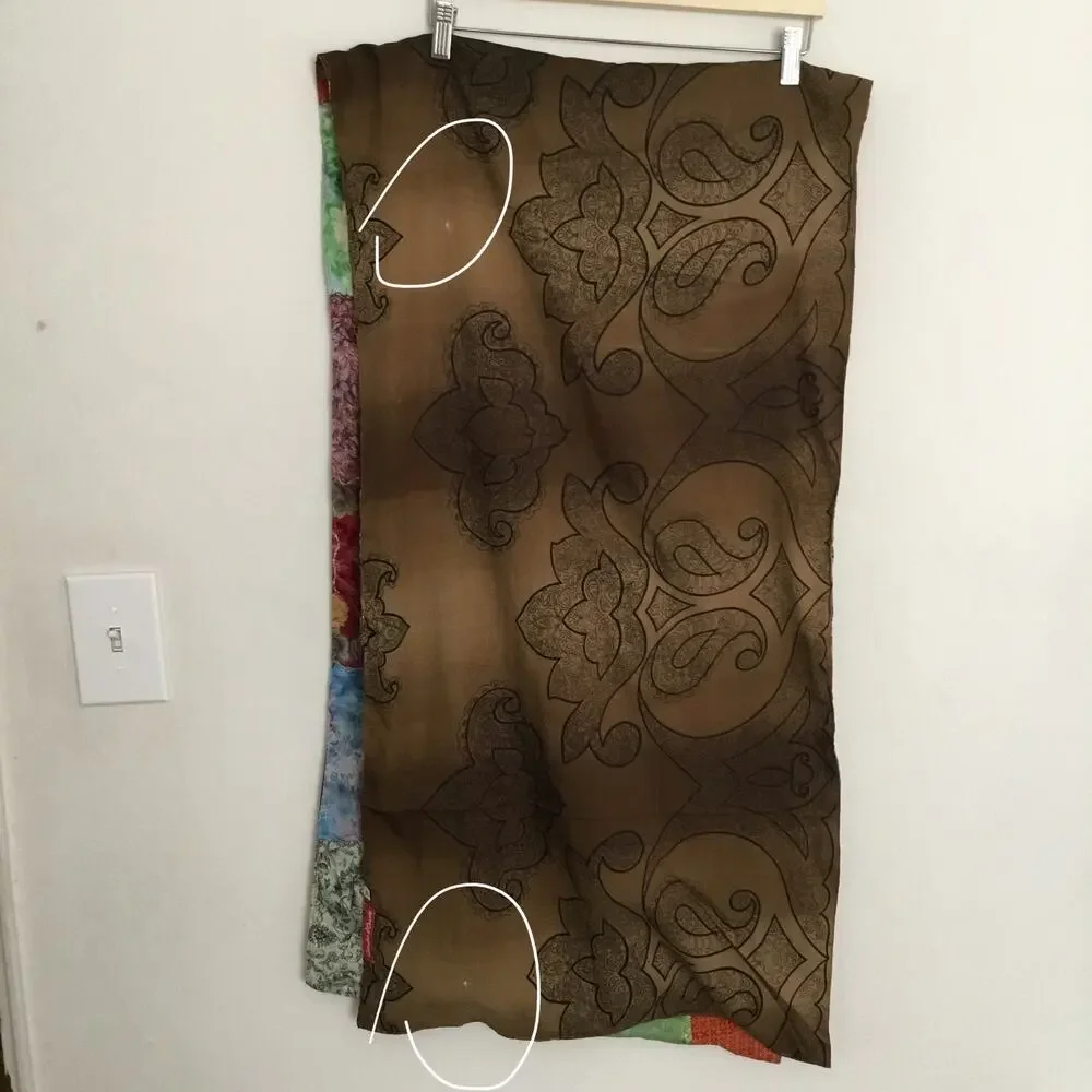Giardino D'Oriente Lg Rectangle Patch Multicolor 100% Silk Scarf Made in Italy
